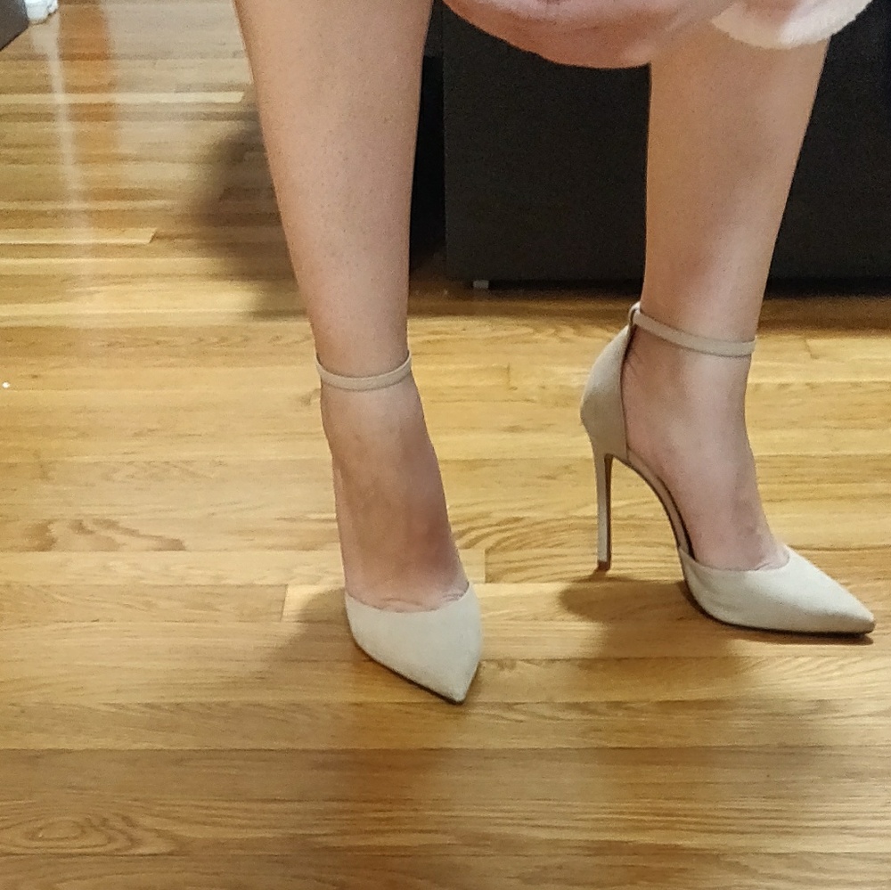 Beige Schutz Bloomingdales Suede Heels